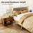 Mid-Century Modern Upholstered Platform Bed Frame with Padded Headboard, Solid Rubberwood – Queen-1303522901