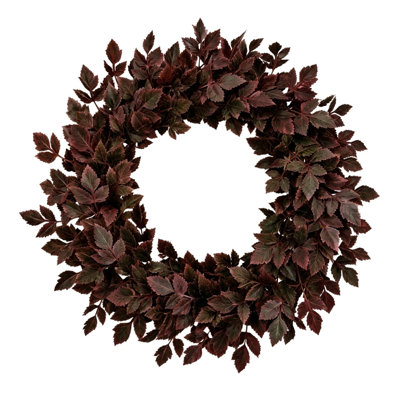 Couronne d'automne artificielle de 55 cm (21,6 pouces) couleur bourgogne foncée, idéale pour l'Halloween et décorer votre porte d'entrée, votre porche, votre foyer ou votre manteau de cheminée.