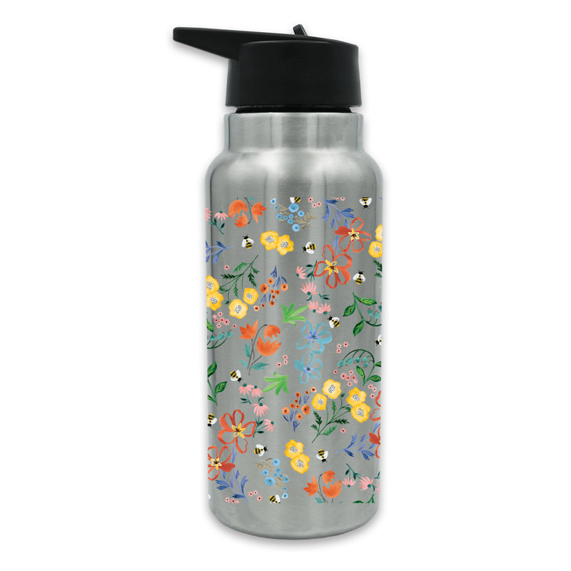 Motif floral et abeille de 32 oz. Gobelet