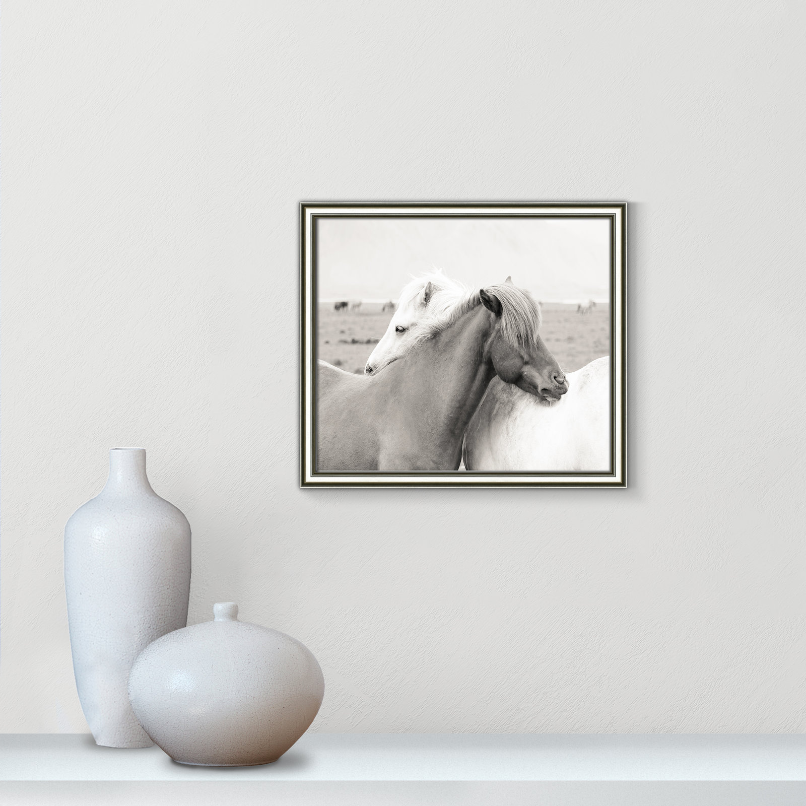 Melanie "Icelandic Meadow Horses" Print, 14.25" H x 16.25" W x 0.88" D, Silver Framed