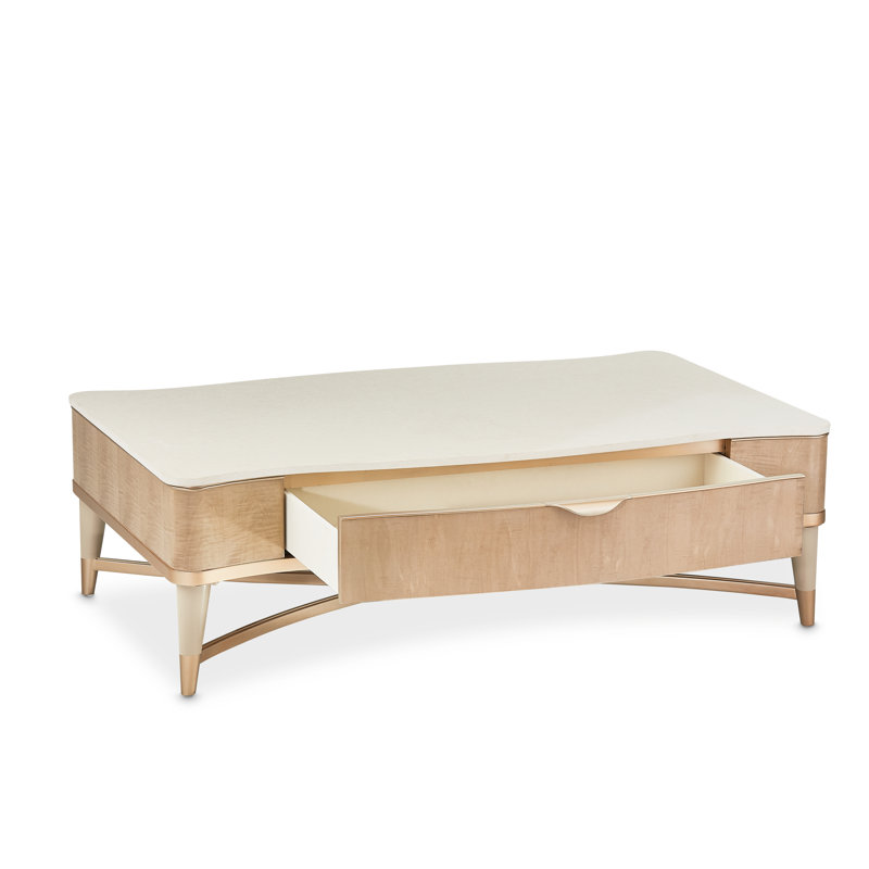 Malibu Crest Marble Coffee Table, Blush/Chardonnay/Creamy Pearl