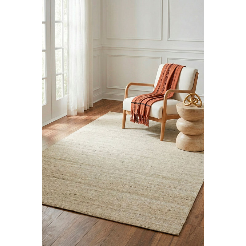 Tapis ivoire tissé à la main Wabi Sabi, Rectangle 9 pi x 12 pi