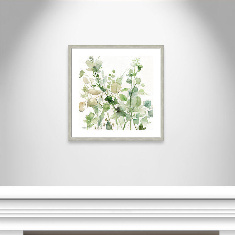 «Geldens Sage Garden II», reproduction de peinture à l'aquarelle encadrée, Argent chaleureux, H 28 po x l 28 po x P 1,125 po