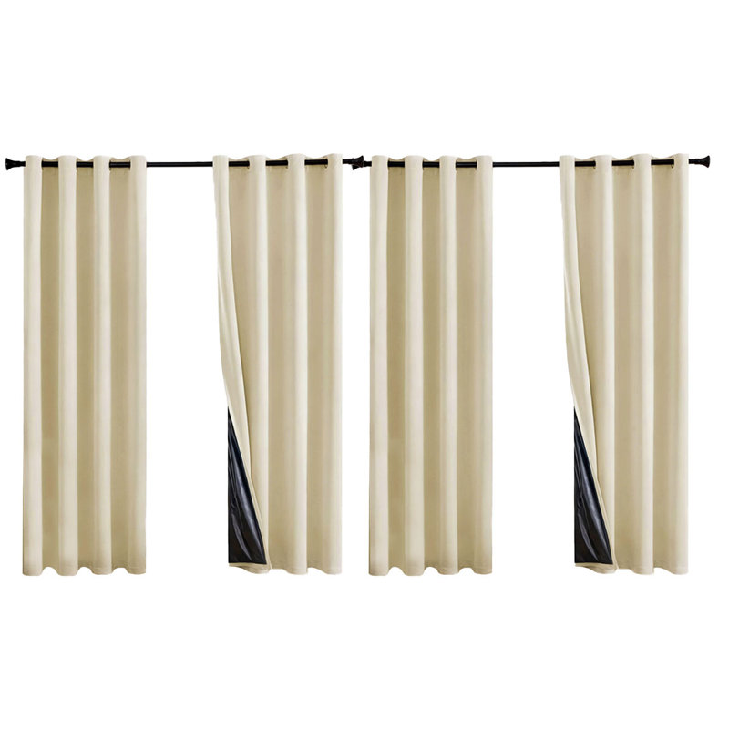 MEI SI MENG SHA 100% Blackout Curtains, Solid Color Thermal Insulated Grommet Window Drapes, Easy Install Ready-Made Curtain Panels For Bedroom (Set Of 4)