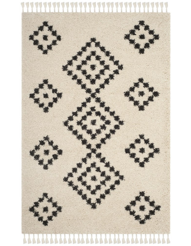 Tapis géométrique noir / beige Cosper, Rectangle 4 pi x 6 pi