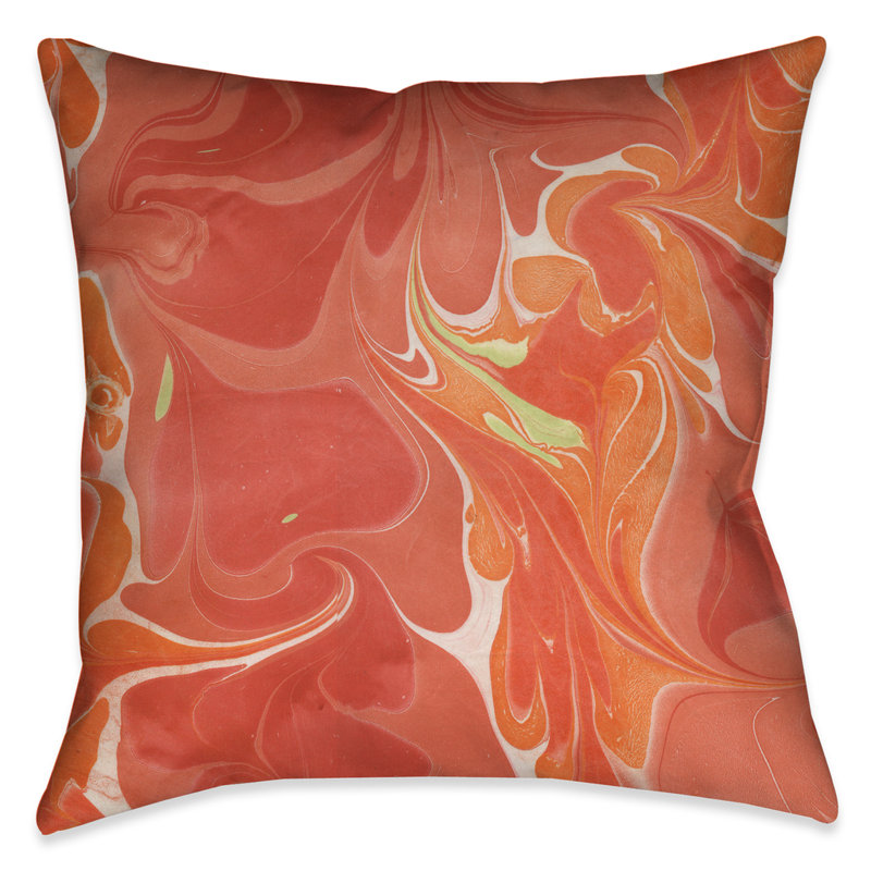 Coussin décoratif à imprimé graphique marbre persimmon rouge, Intérieur