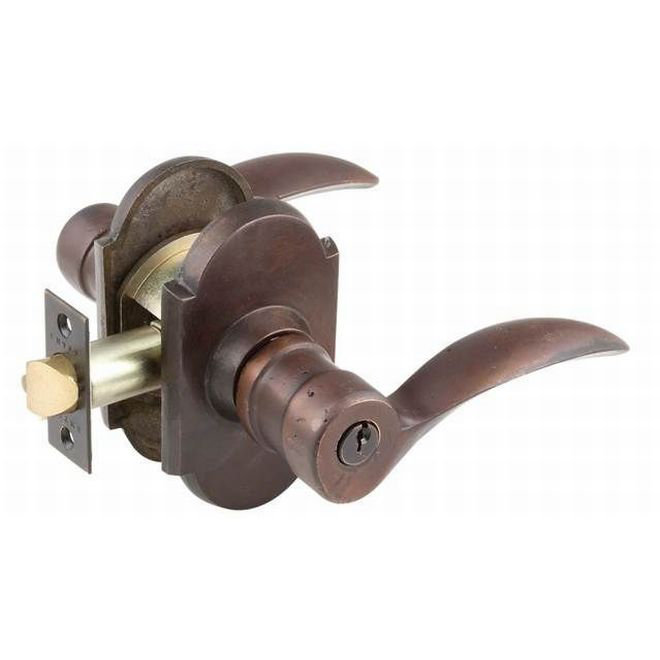 Levier de porte à clé avec rosette Durango, Bronze moyen, Droite