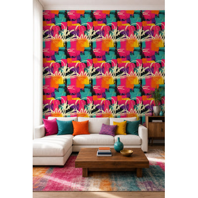 Graffiti Wallpaper Street Art Neon Pink Removable Wall Decor