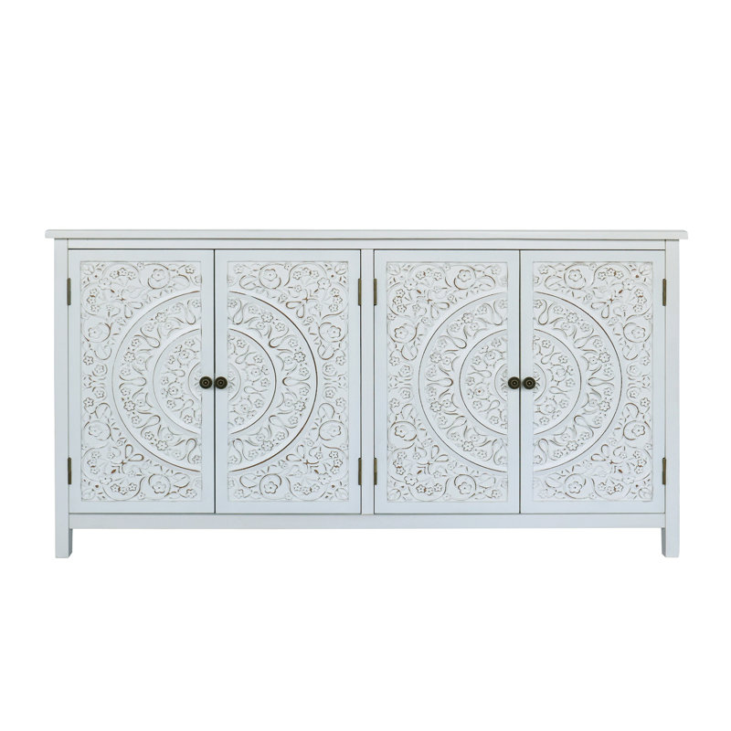 Armoire d'appoint 60 "avec 4 portes, buffet rustique en bois rustique - Buffet polyvalent avec rangement