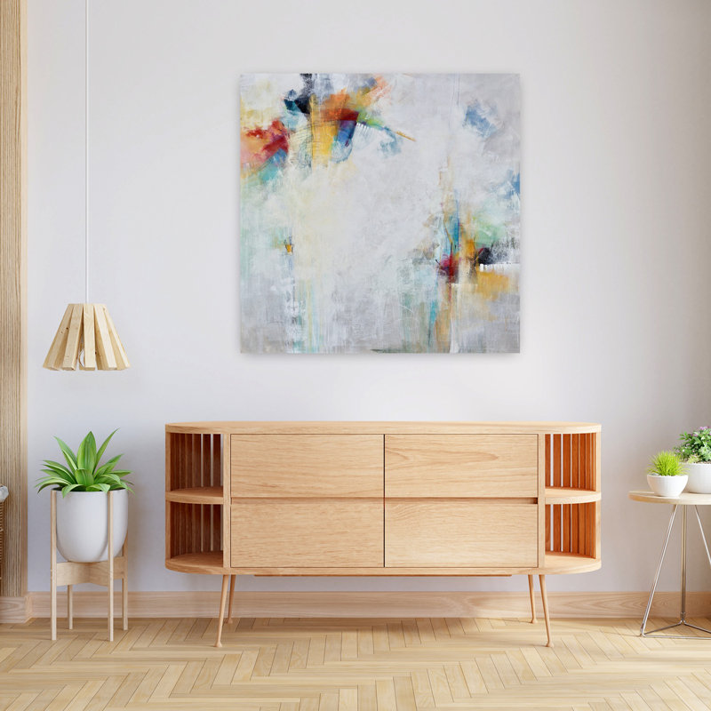 Art contemporain abstrait joyeux, H 36 po x l 36 po