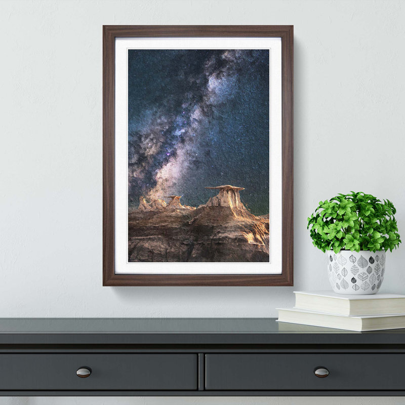 Starlight over Desert Rocks - Framed Print, 65cm H x 48cm W x 2cm D, Walnut Framed