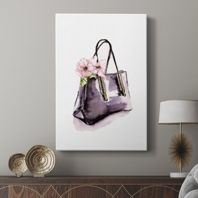 Handbag With Flower -Custom Wrapped Gallery Cavas
