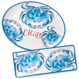 Seaside Serving Elegance: Beach House Crab Melamine 2-Piece Platter Set – Oval & Rectangular Platters, Durable, Shatterproof, Lightweight & Dishwasher-Safe
