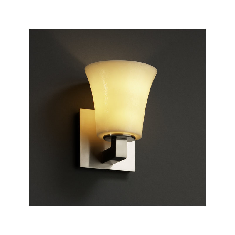 Applique murale 1 lumière à bougies Modular, Nickel brossé, Amber, Cylindre avec rebord plat