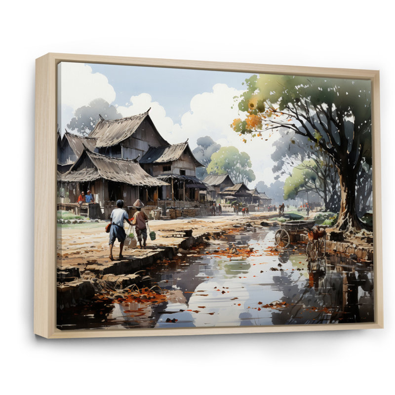Marché vietnamien I, H 34 po x l 44 po x P 1,5 po, Cadre naturel flottant