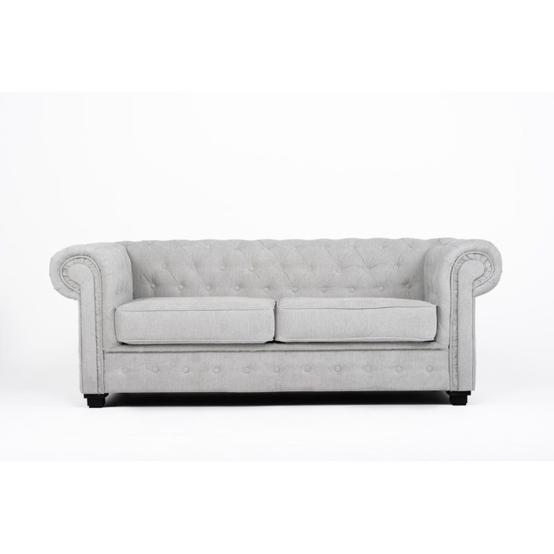Dunfries Allegra 2 Seater Upholstered Chesterfield Sofa, Light Grey