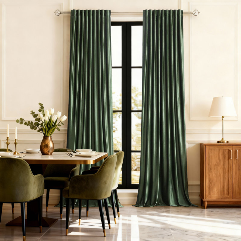 Luxury Velvet Blackout Thermal-Insulated Curtains. Room Darkening 75%-95% Rod Pocket Back Tab Drapes for Living room Bedroom (set of 2)
