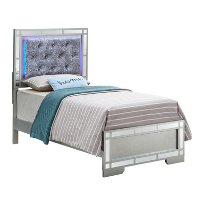 Elegantly Designed Glam Bed In Luxurious Hue