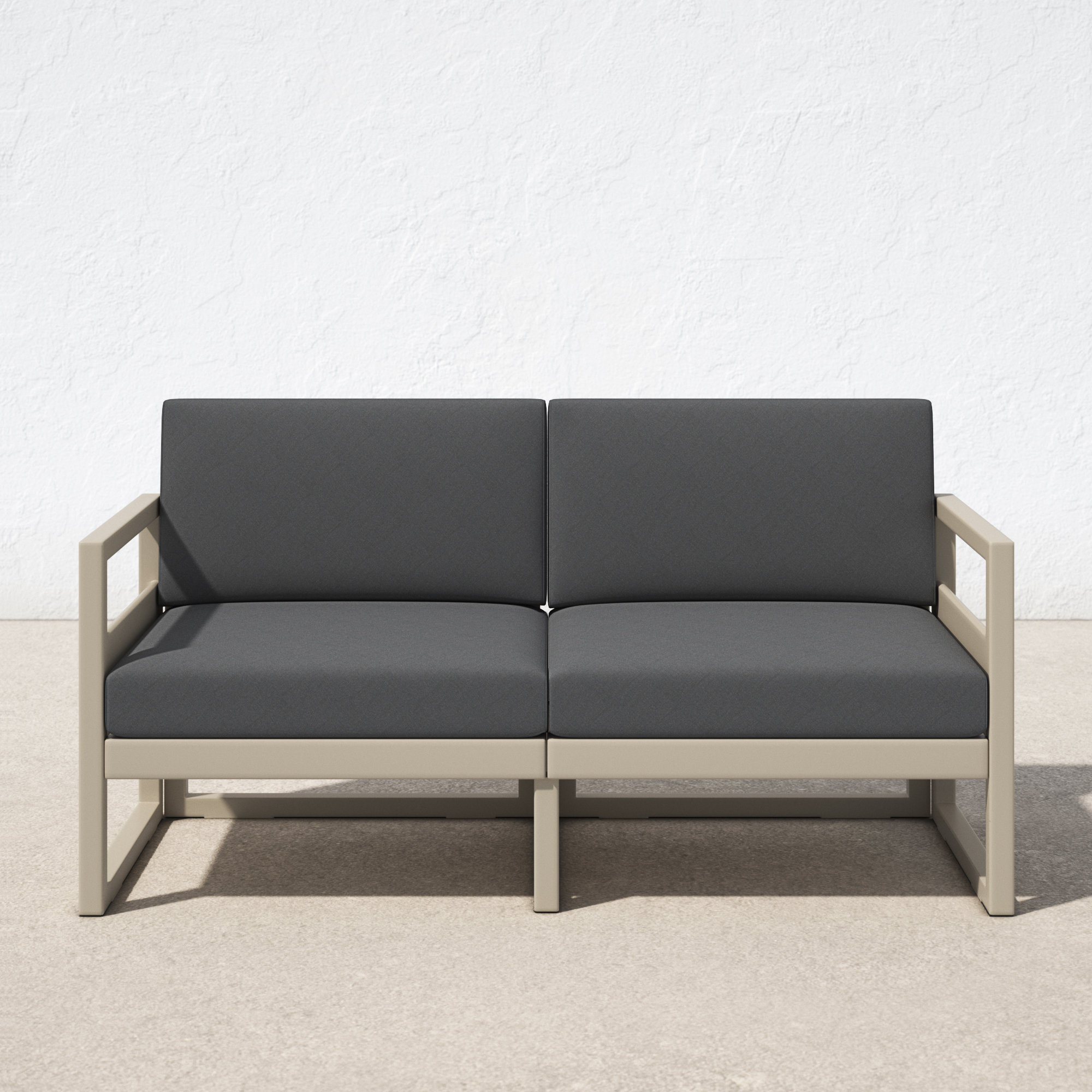 Lane 58'' Wide Straight Loveseat with Cushions, Taupe, Charcoal