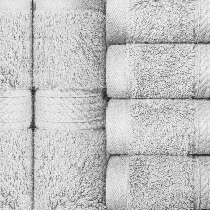Essuie-mains luxueux en coton de qualité égyptienne Renata , Argent, Washcloth - 6 Pack