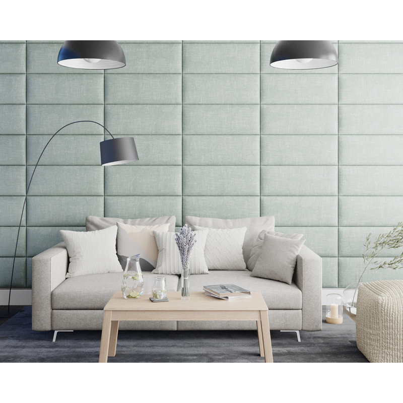 Kanaris 30 cm x 75 cm Peel and Stick Upholstered Wall Paneling in Eau De Nil
