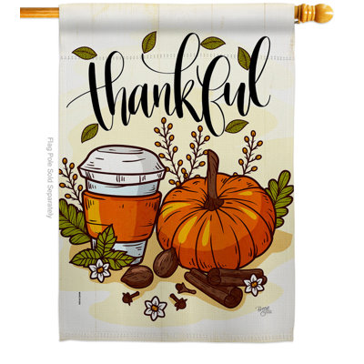 Double Sided 40 in. H x 28 in. W Polyester Thanksgiving House Flag