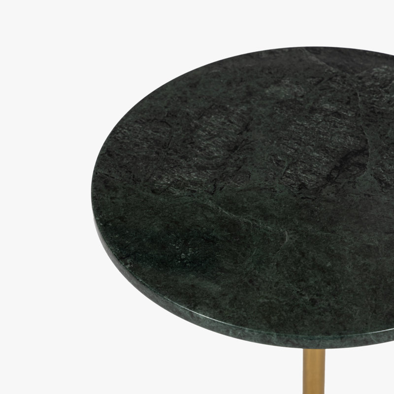 Francesca Marble Drink Table Round Top Shape with Pedestal Base Design Perfect for Narrow Side Table Use, Green