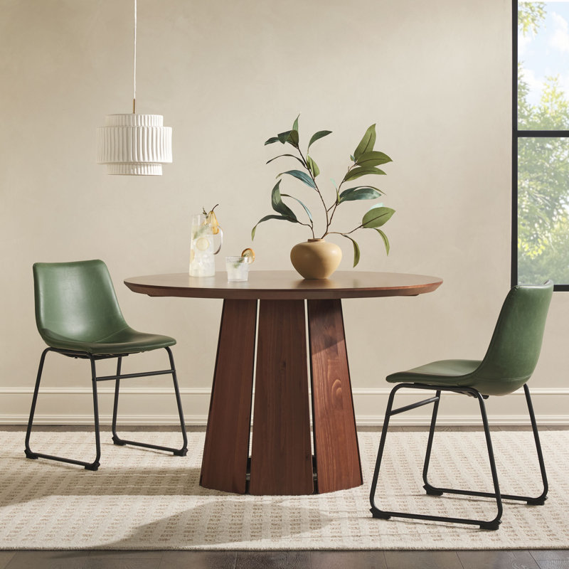 Table de salle à manger à piédestal en bois massif 47,5 po Johnovan, Brun