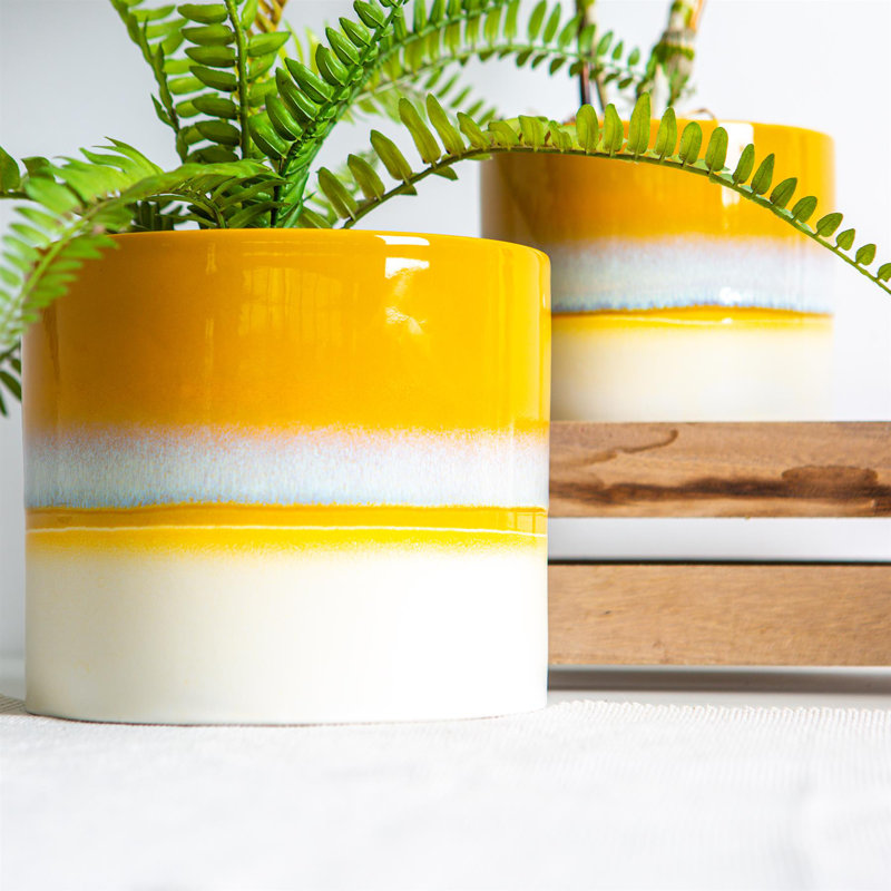Nicola Spring - Reactive Glaze Plant Pots - 2 Sizes, Yellow