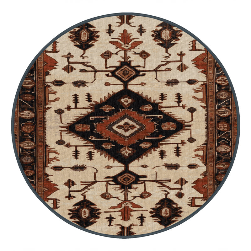 Tapis brun lavable à la machine, Rond 5 pi