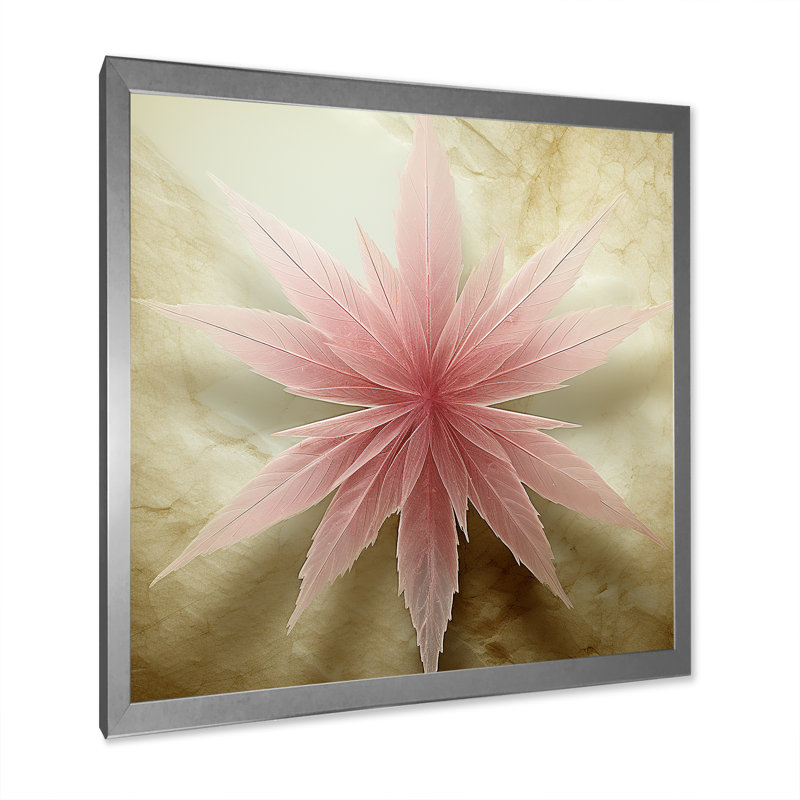 Rétro fleur rétro éthéré rose I - salon d'art moderne Mid-Century, Cadre simple argenté, H 16 po x l 16 po x P 1 po