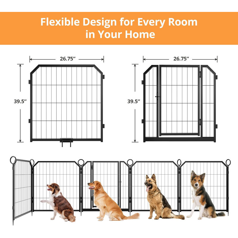 Portable Extra Large Dog Playpen With Gate, 39.5" H x 26.75" W x 1" D