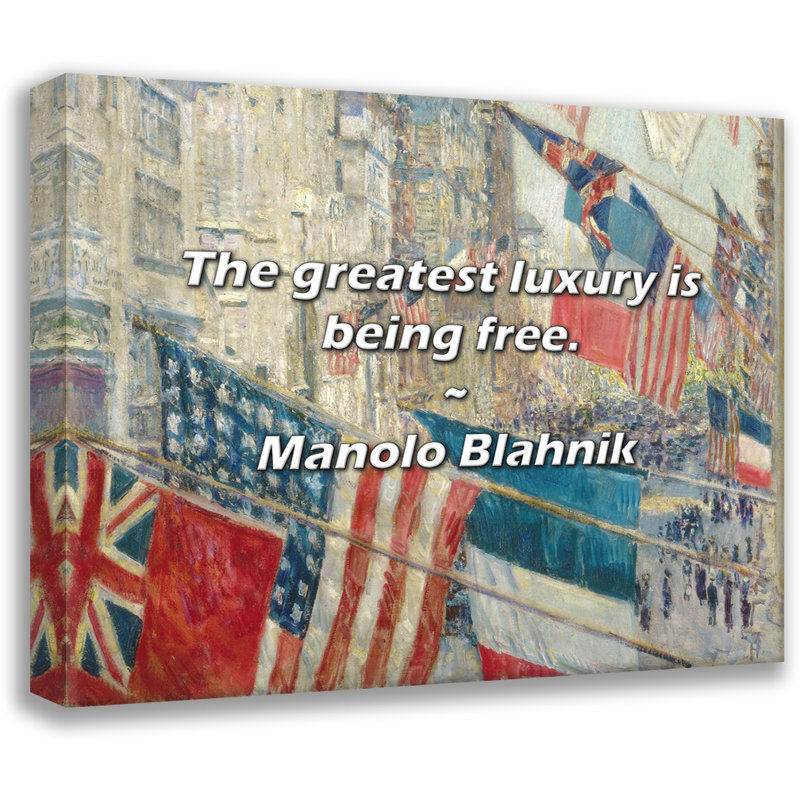 Manolo Blahnik Citation: Le plus grand luxe, c'est d'être libre., H 26 po x l 32 po