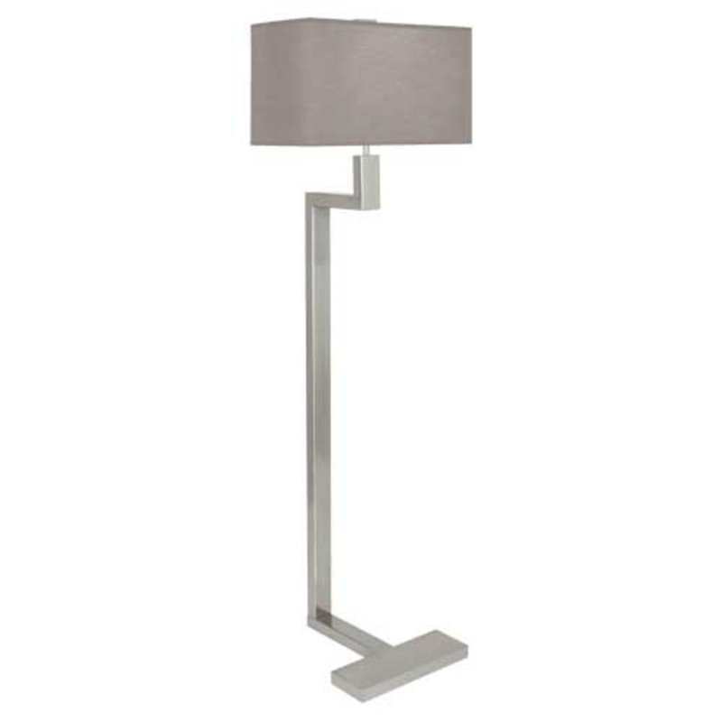 Antique Silver Adjustable Floor Lamp with Fabric Shade