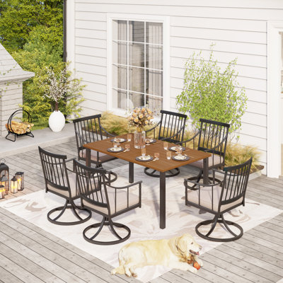 Aiona 6 - Person Patio Dining Set with Rectangular Table , Cushions Included