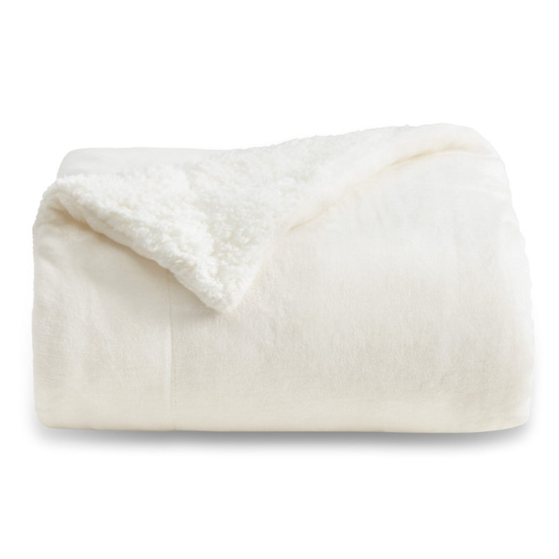 Bedsure Soft Sherpa Fleece Throw Blanket, Milky White, 130cm x 150cm