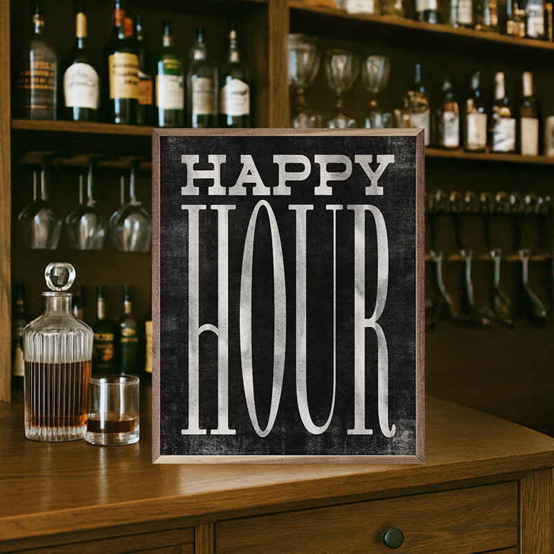 Happy Hour, 20" H x 16" W, Black