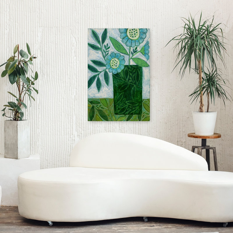 Contemporary Art Abstract Contemporary Modern Daisy Flower Landscape Art by Susan Black - Wrapped Canvas Print
