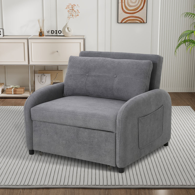 Chaise longue d'appoint convertible, Gris