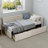 Modern Style L Shape Corner Bed, Linen Upholstered  Daybed  With Two Storage Drawers-1941418512