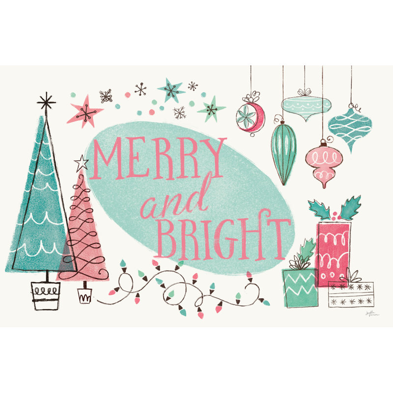 Rétro Noël I Bright, H 24 po x l 36 po, Non, Cadre simple érable érable