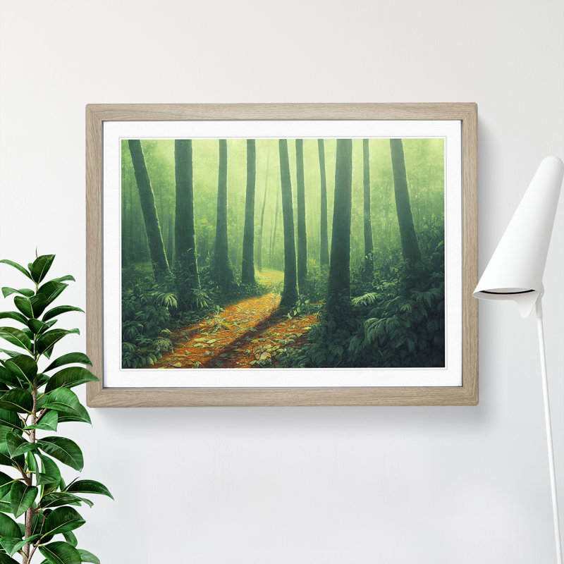 Stimulating Summer Forest - Framed Print, 25cm H x 34cm W x 2cm D, Oak Framed