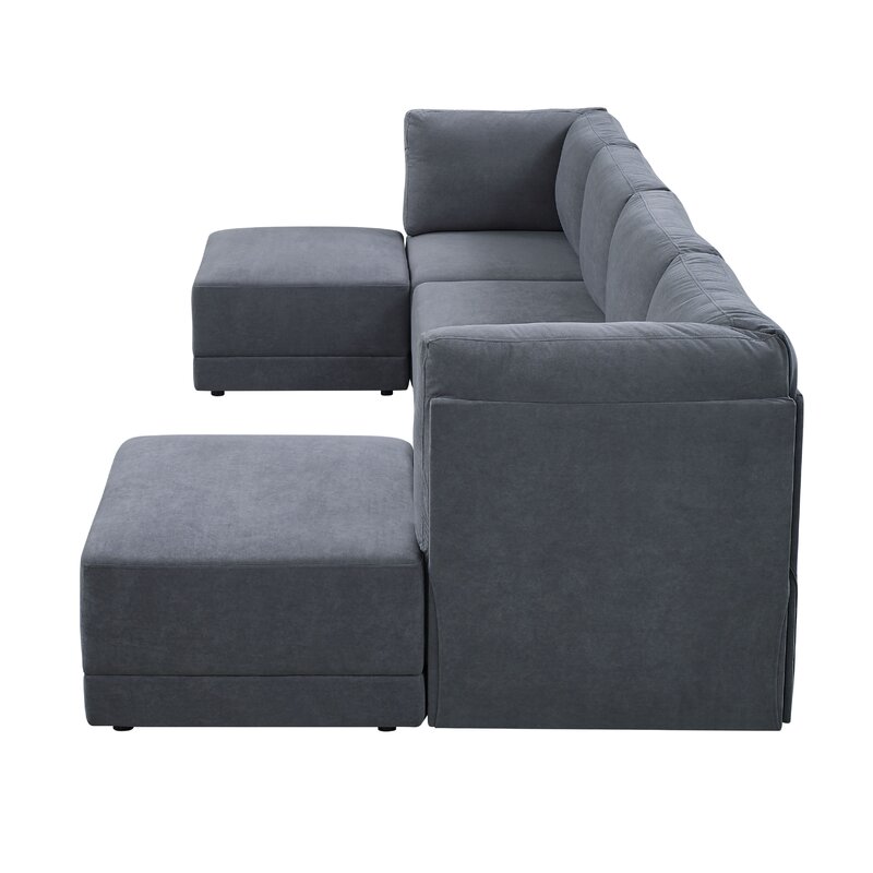 Wade Logan® Fultonham 6 - Piece Upholstered Sectional & Reviews | Wayfair