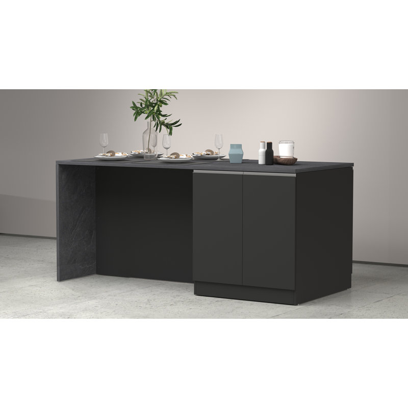 Sadrac Wood Kitchen Island, Anthracite Grey/Grey
