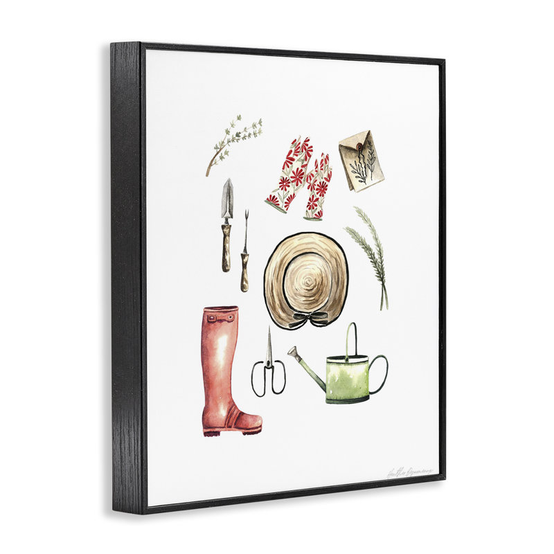 Outils de jardinage, tableau, estampe numérique, conception de Heather Desormeaux, H 14 po x l 11 po