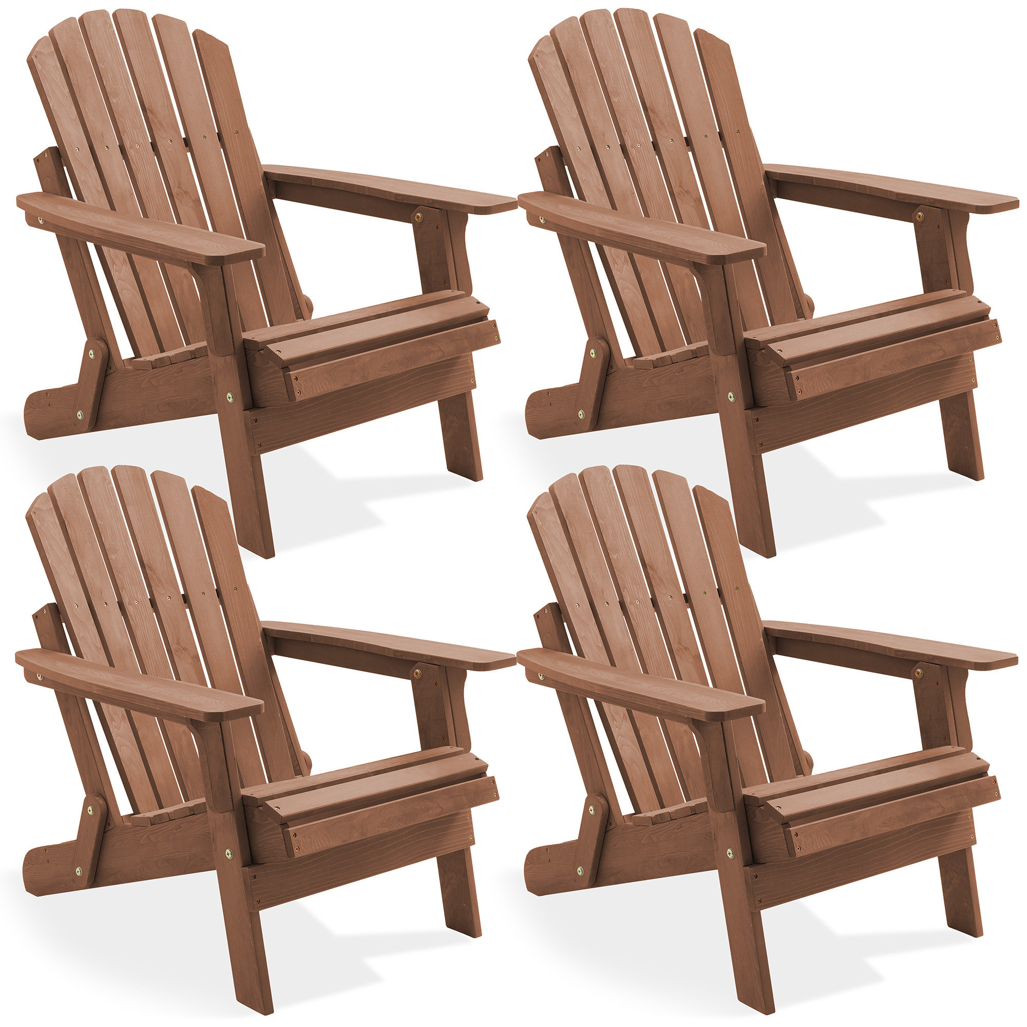 Set of 4 Oversized Folding Wooden Adirondack Chair