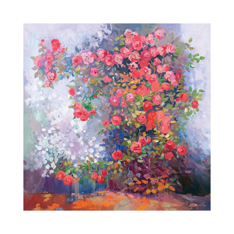 Scarlet Roses by Anastasiia Grygorieva - Gallery-Wrapped Canvas Giclée on Canvas, Wrapped Canvas, 45.72 cm H x 45.72 cm W