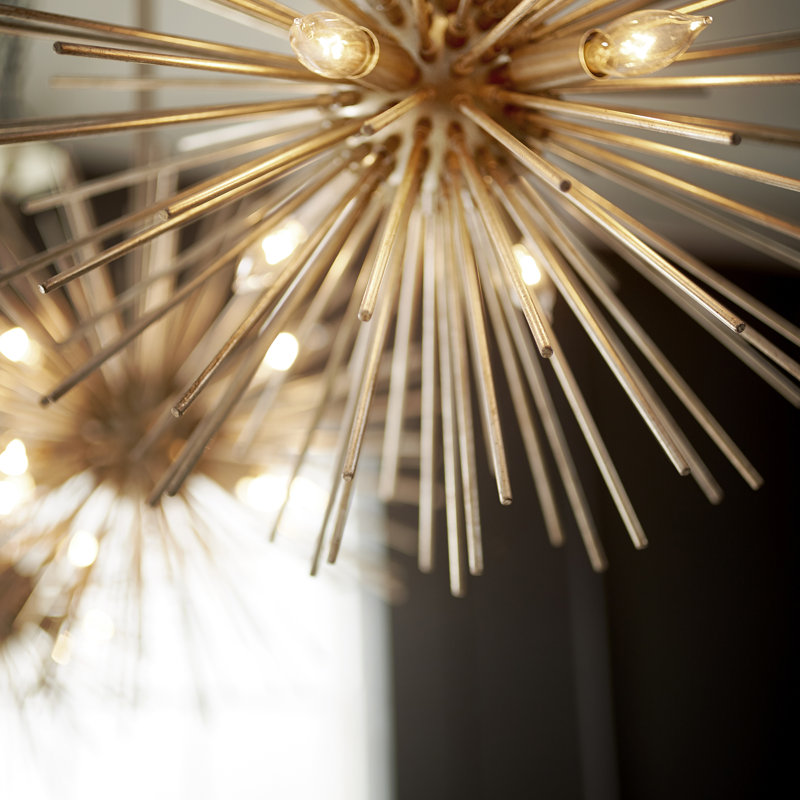 Lustre sphérique spoutnik à 6 lumières Kovac, Feuille d'or