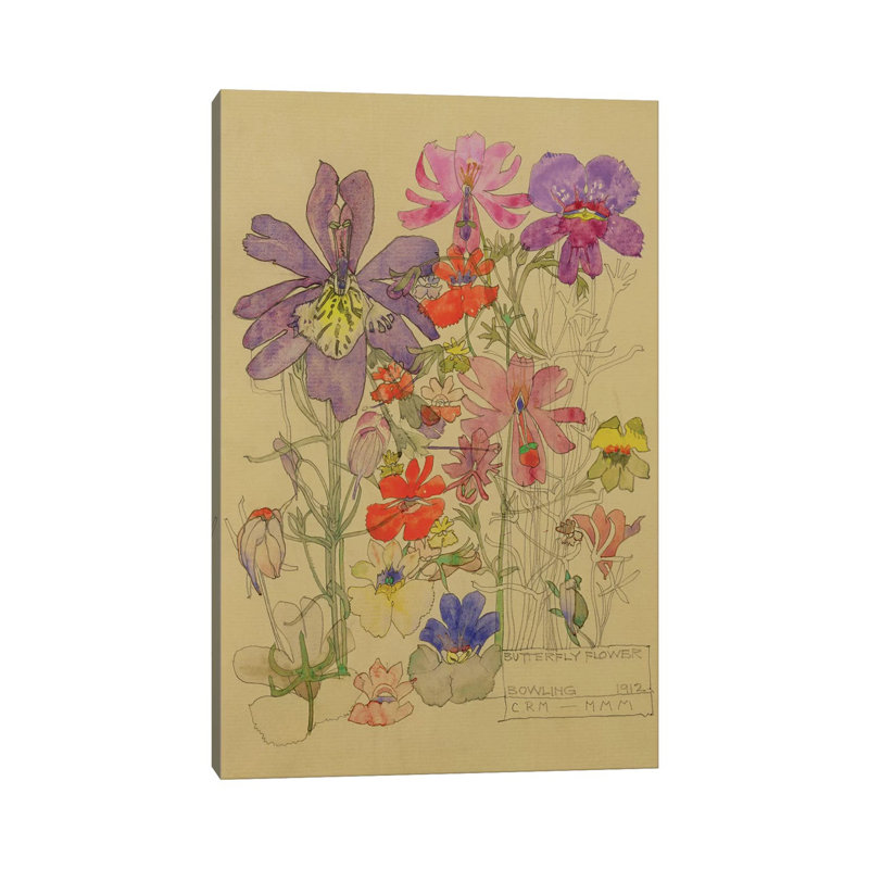 Butterfly Flower, Bowling, 1912 by Charles Rennie Mackintosh - Wrapped Canvas Painting, 66.04 cm H x 45.72 cm W x 1.91 cm D