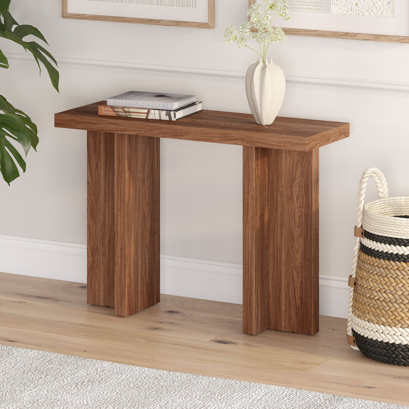 Console rectangulaire de 42 po de largeur Cerrone, Noyer satiné